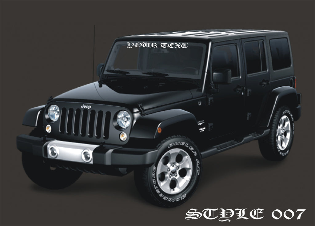 Custom Made Jeep Windshield Banner Decal 36" style 007