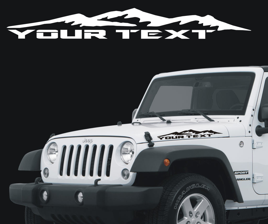 Jeep Hood Decals Custom Text With Mountains